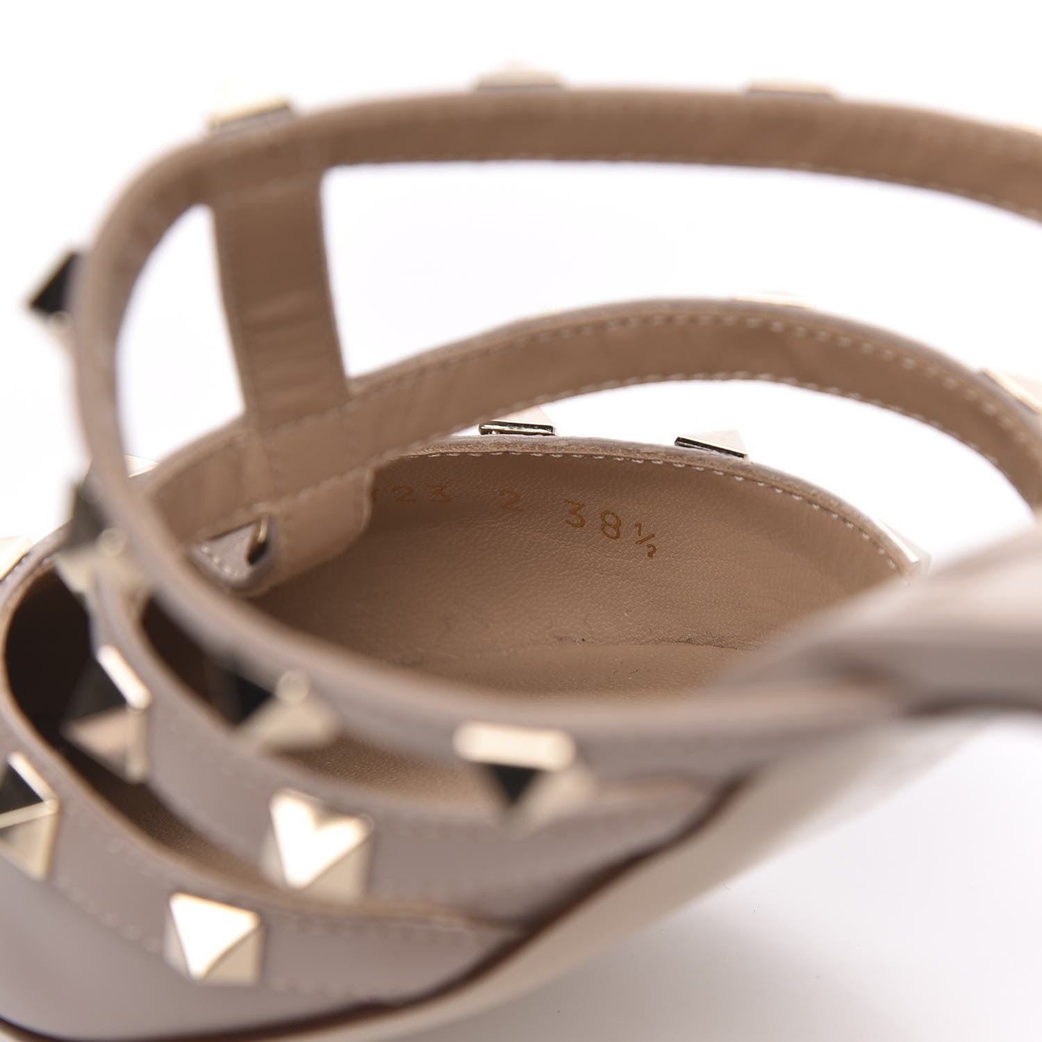Valentino Garavani Patent Nappa Rockstud 50mm Cage Mules 38.5 Poudre 8 of 8