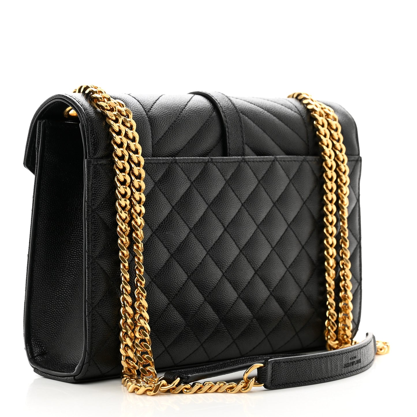 Grain De Poudre Textured Mixed Matelasse Triquilt Medium Monogram Satchel Black
