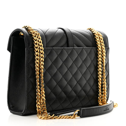Saint Laurent Grain De Poudre Textured Mixed Matelasse Triquilt Medium Monogram Satchel Black 3 of 10