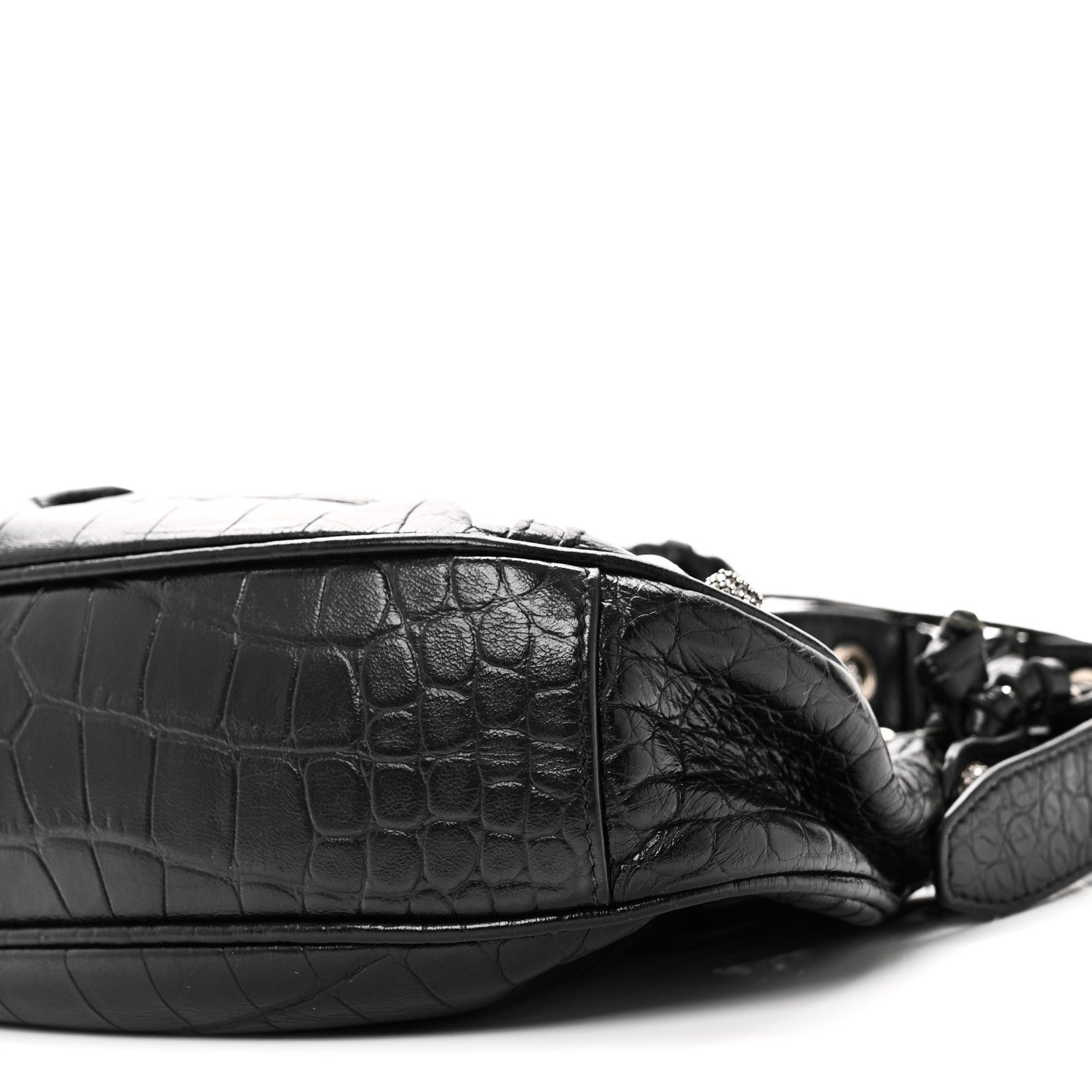 Balenciaga Extra Supple Calfskin Crystal Crocodile Embossed Le Cagole Shoulder Bag XS Black 11 of 11