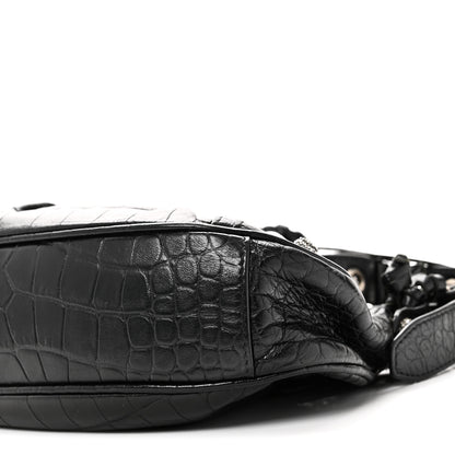 Balenciaga Extra Supple Calfskin Crystal Crocodile Embossed Le Cagole Shoulder Bag XS Black 11 of 11