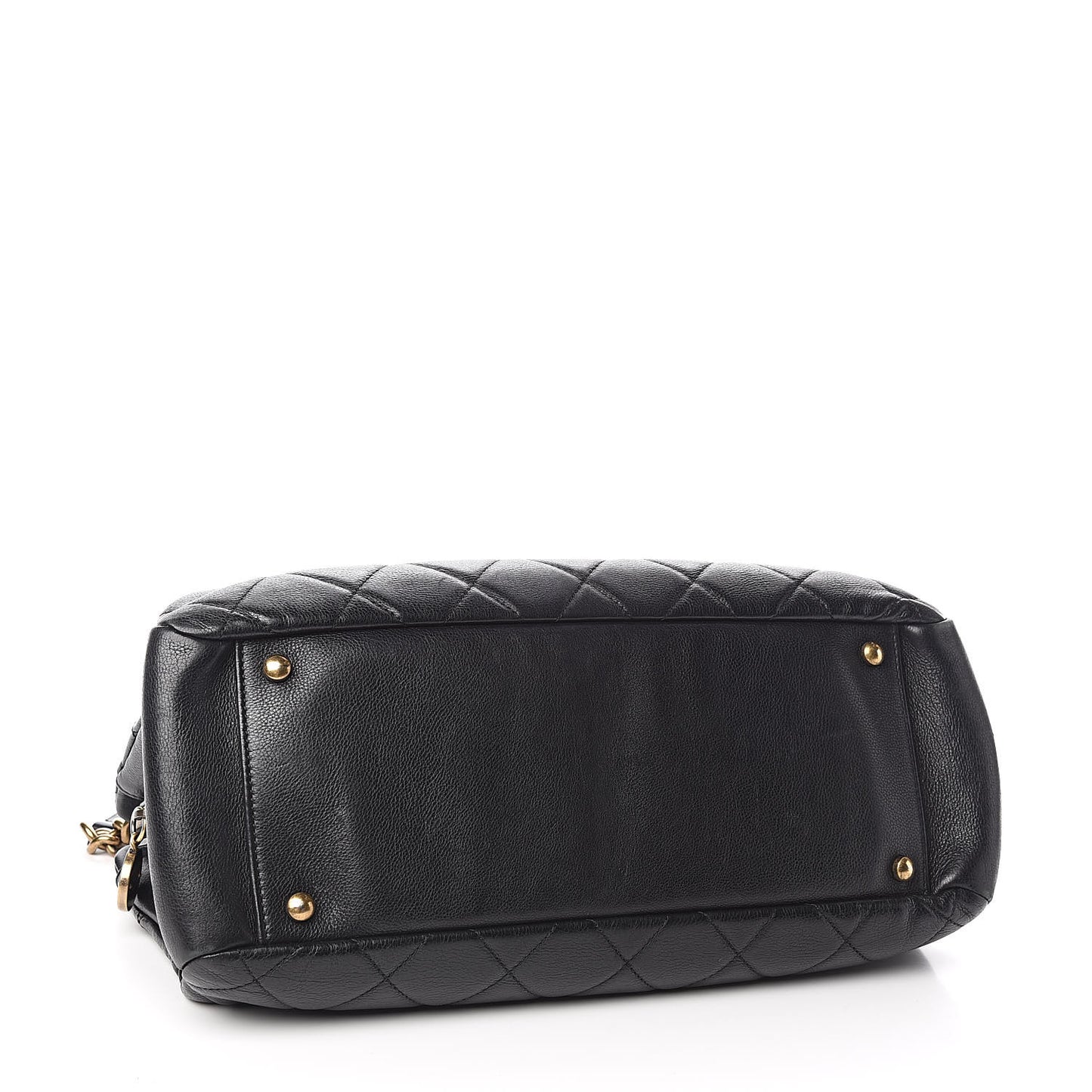 Calfskin Quilted Small CC Crown Tote Black
