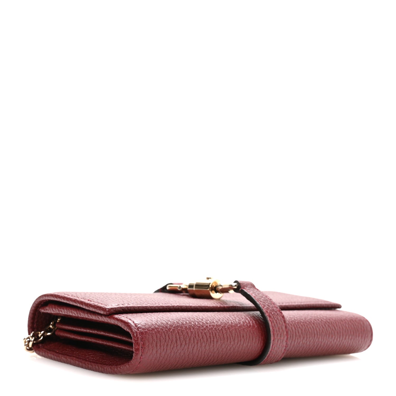 Gucci Pebbled Calfskin Jackie 1961 Chain Wallet Burgundy 4 of 10