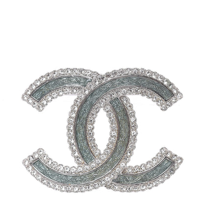 Chanel Crystal Glass CC Brooch Silver 1 of 4