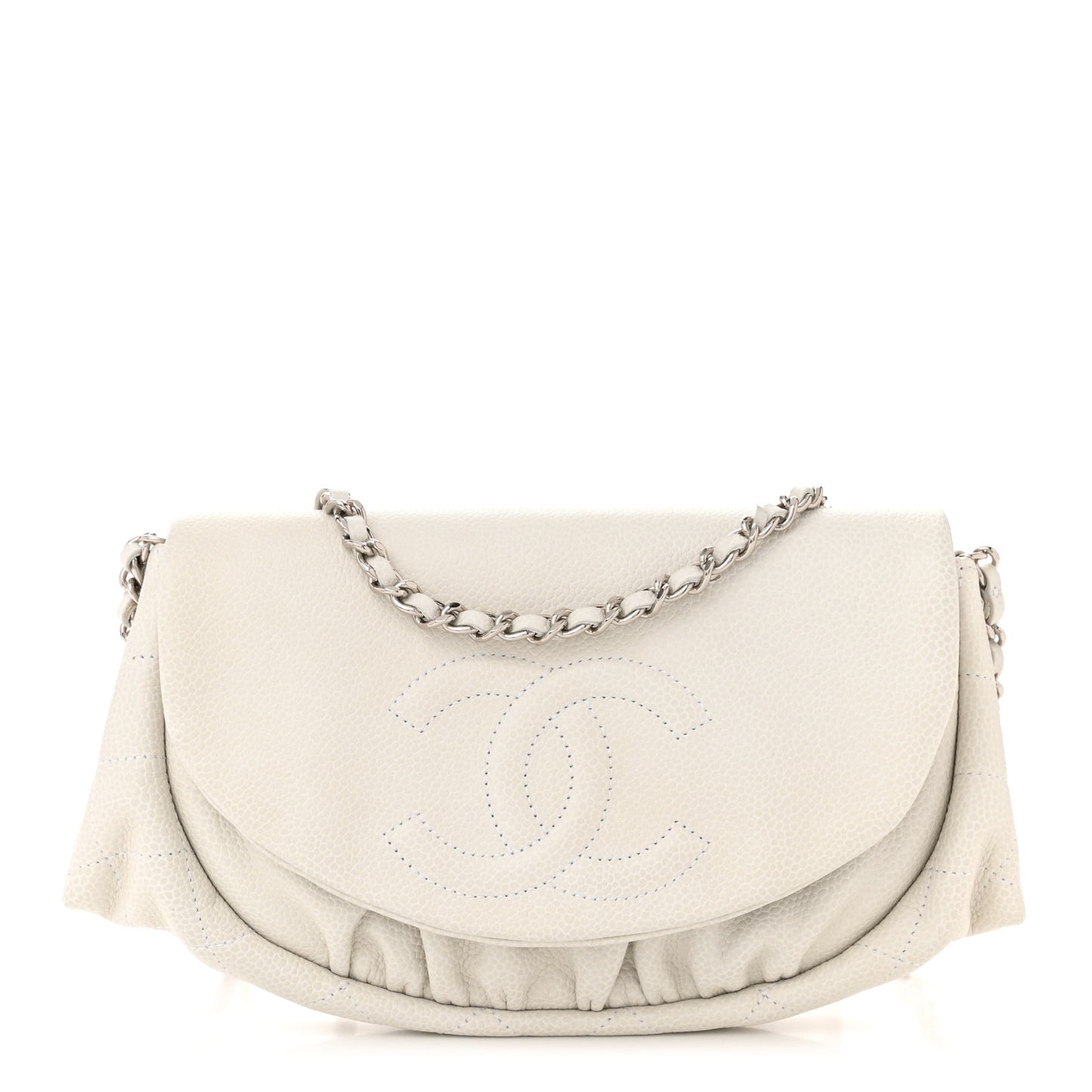 Caviar Half Moon Wallet On Chain WOC White