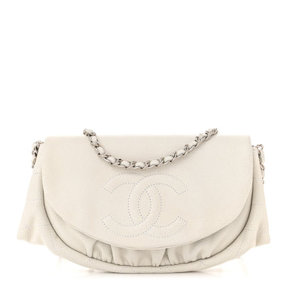 Chanel Caviar Half Moon Wallet On Chain WOC White 1 of 12