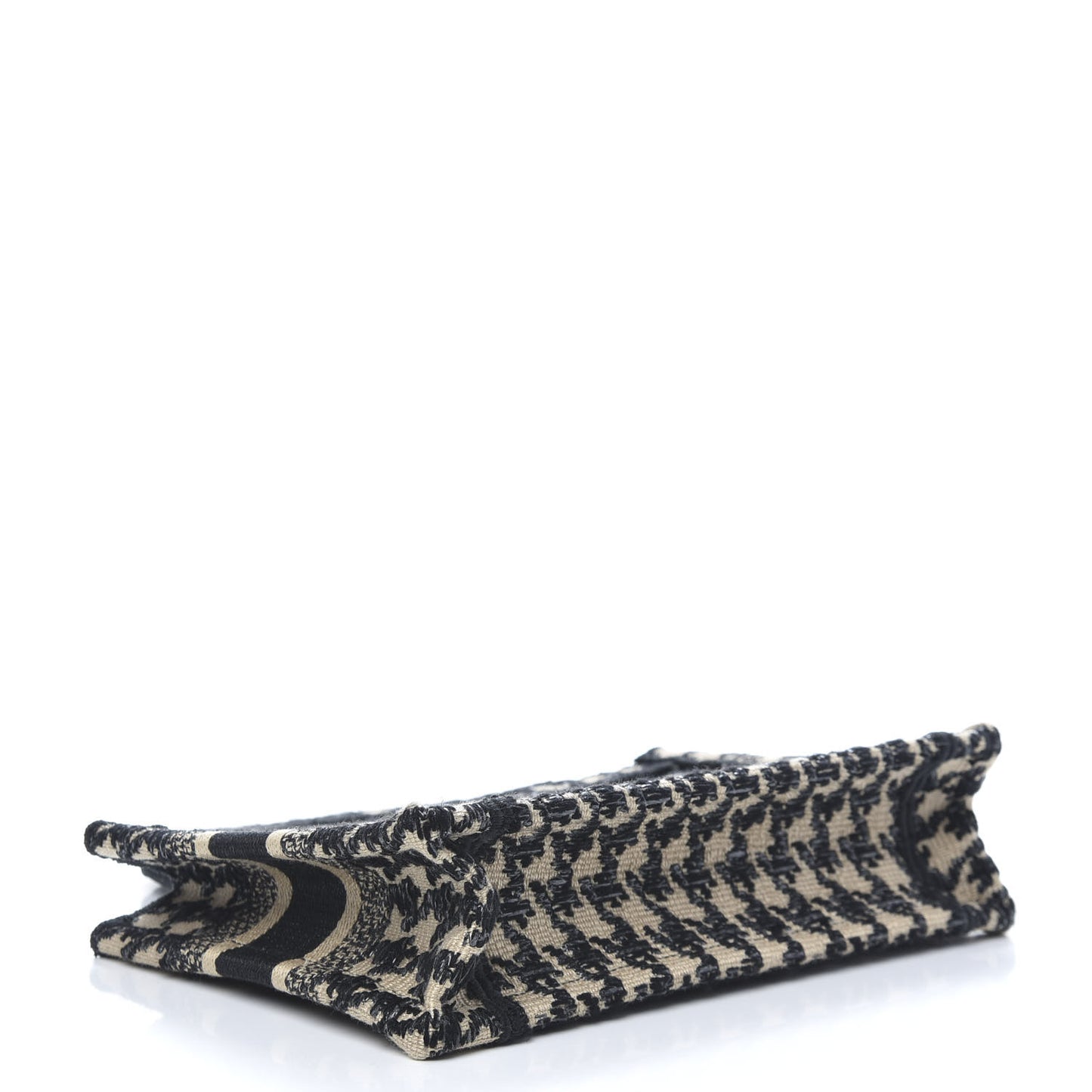 Canvas Houndstooth Embroidered Mini Book Tote Black