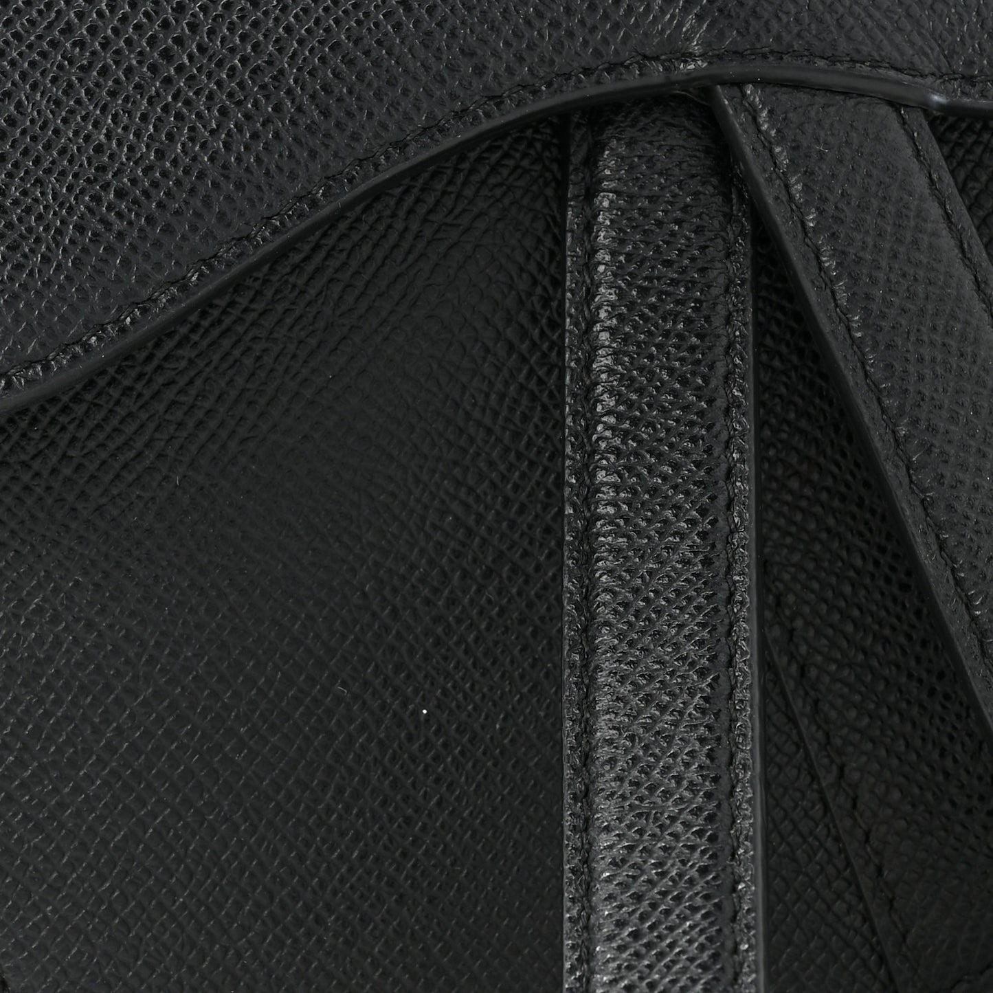 Grained Calfskin Mini Saddle Bag With Strap Black