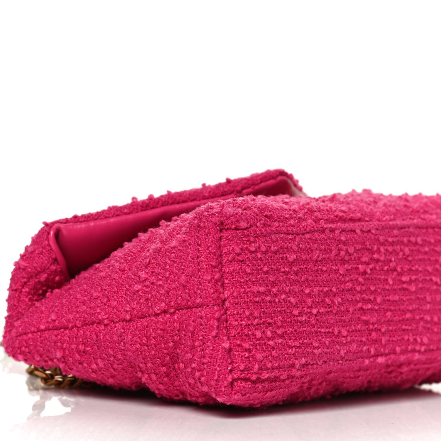 Saint Laurent Boucle Tweed Quilted Toy Loulou Puffer Monogram Chain Satchel Magenta 10 of 14