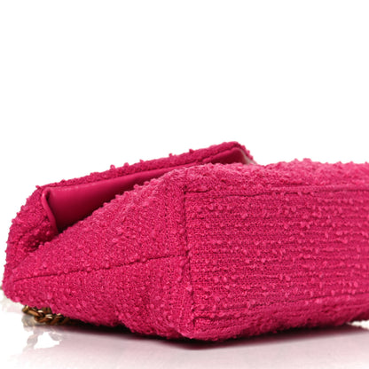 Saint Laurent Boucle Tweed Quilted Toy Loulou Puffer Monogram Chain Satchel Magenta 10 of 14