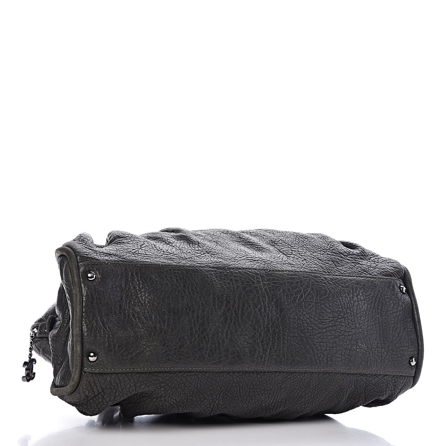 Distressed Lambskin Large Lady Braid Satchel Dark Grey