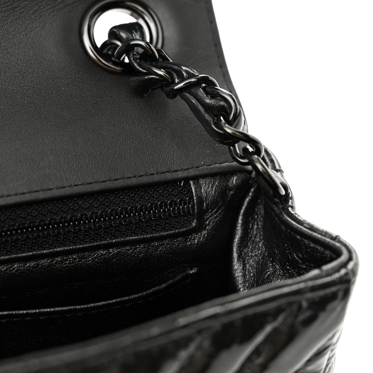 Chanel Patent Metallic Crumpled Calfskin Chevron Quilted Mini Rectangular Flap So Black 11 of 12