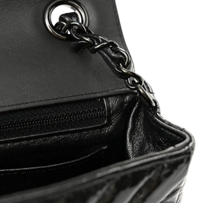 Chanel Patent Metallic Crumpled Calfskin Chevron Quilted Mini Rectangular Flap So Black 11 of 12