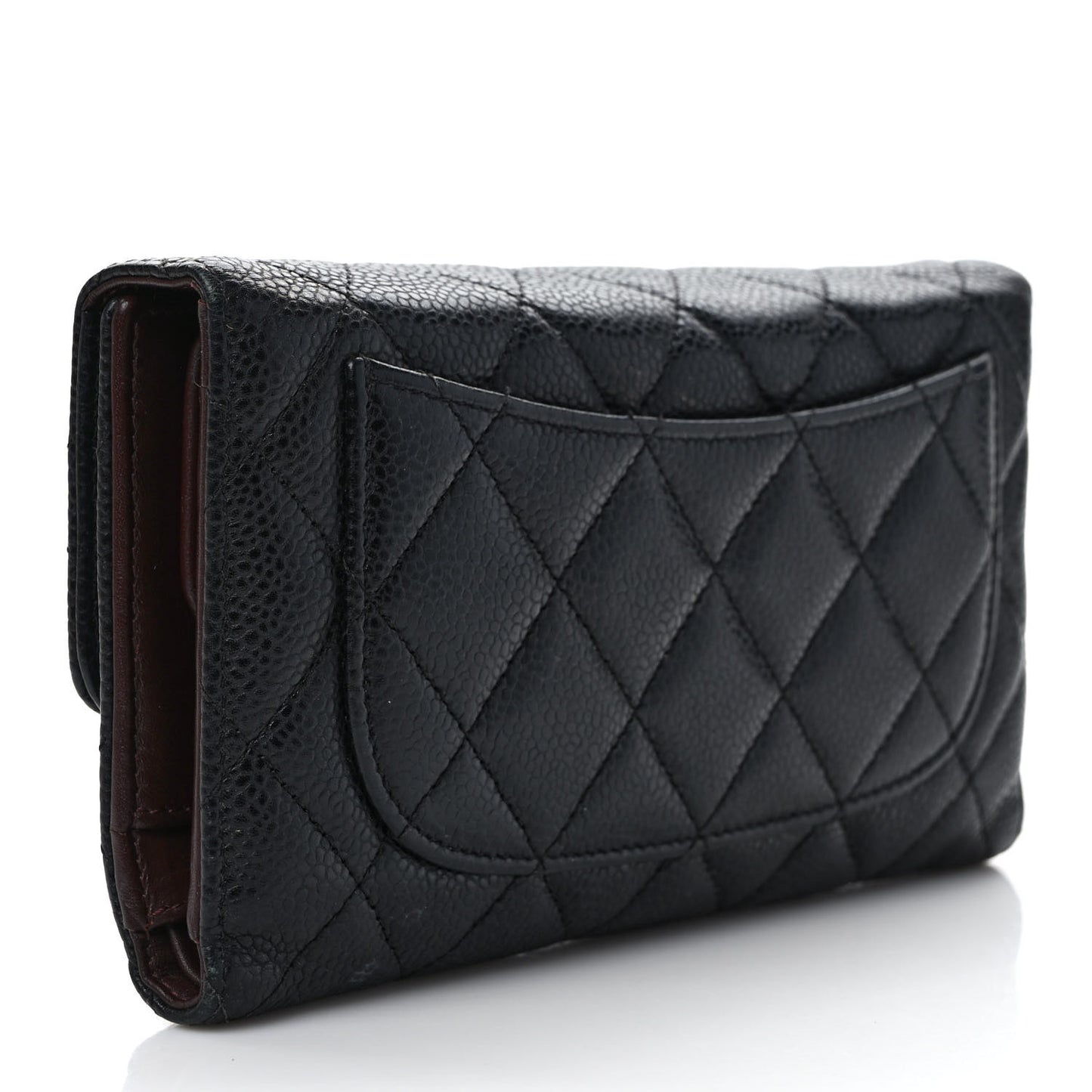 Caviar Quilted Large Flap Wallet Black