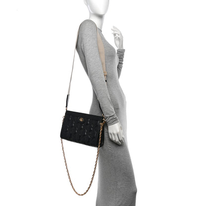 Gucci Calfskin GG Matelasse Small Slim Chain Shoulder Bag Black Natural 2 of 11