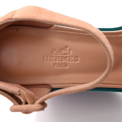 Hermes Suede Goatskin Early Wedge Sandals 40 Multicolor Black 7 of 7