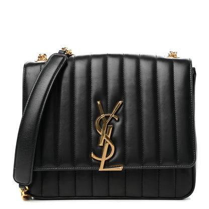 Saint Laurent Lambskin Matelasse Monogram Large Vicky Chain Bag Black 1 of 9