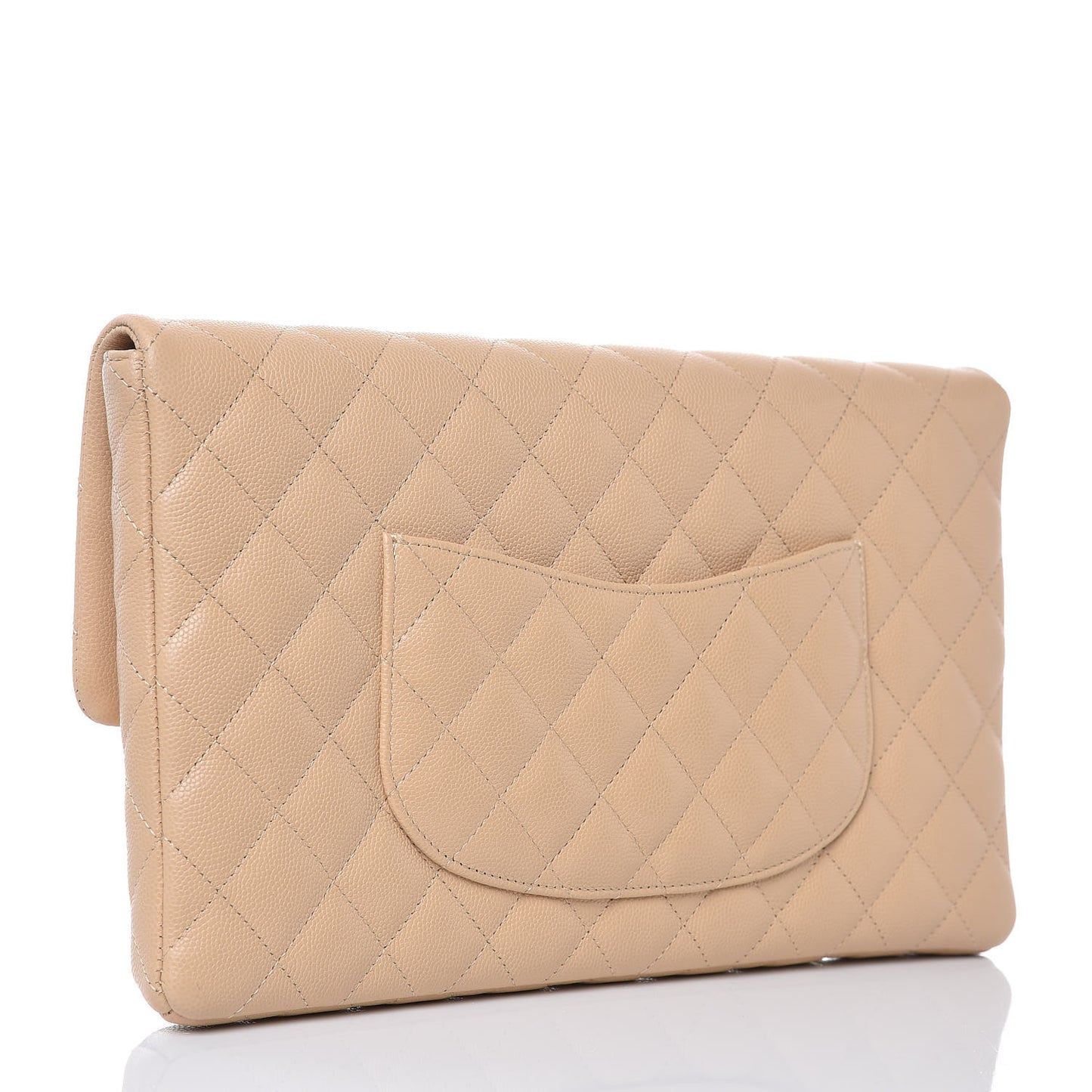 Caviar Quilted Flap Clutch Beige