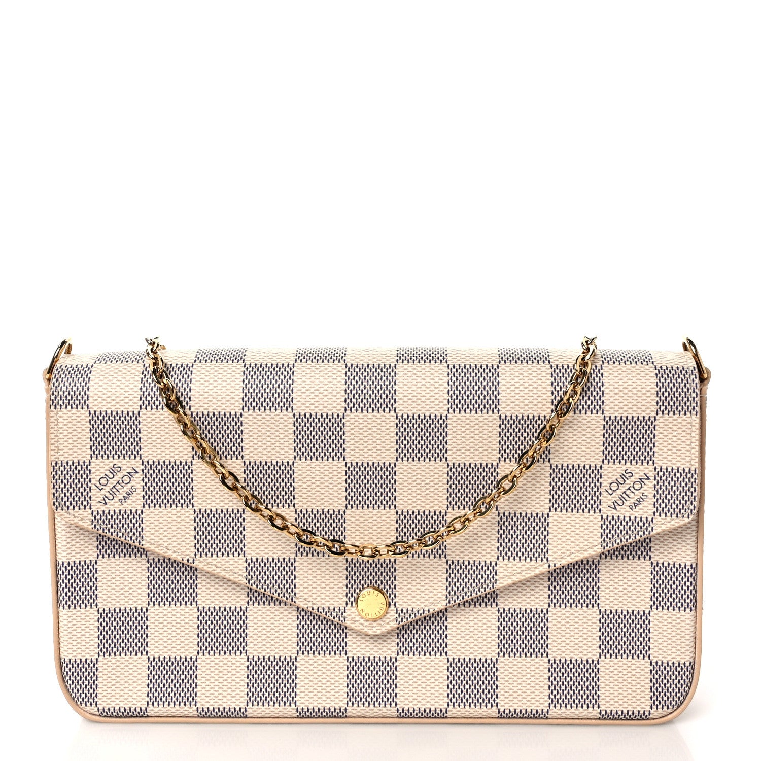 Louis Vuitton Damier Azur Pochette Felicie Chain Wallet Rose Ballerine 3 of 9