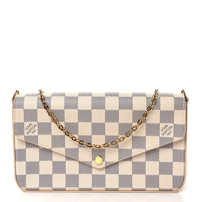 Louis Vuitton Damier Azur Pochette Felicie Chain Wallet Rose Ballerine 3 of 9