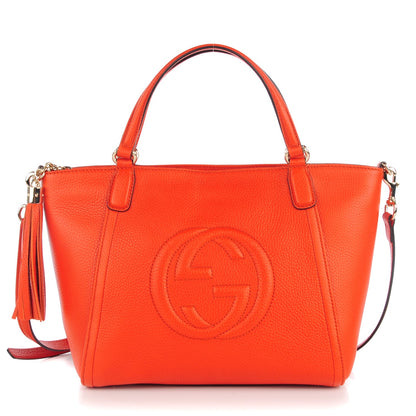 Gucci Pebbled Calfskin Small Soho Top Handle Bag Sun Orange 1 of 7