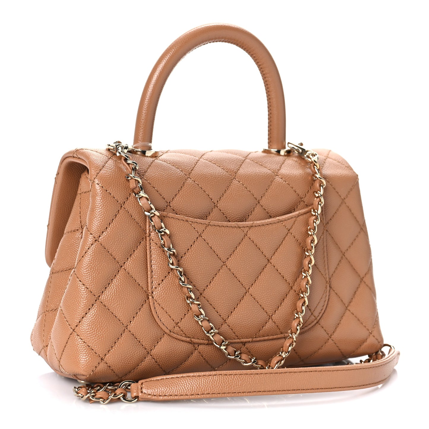 Caviar Quilted Mini Coco Handle Flap Brown