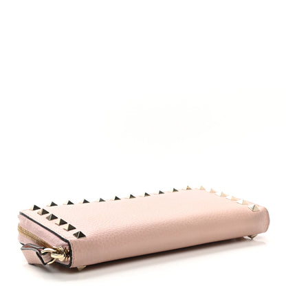 Valentino Garavani Pebbled Calfskin Rockstud Zip Around Wallet Water Rose 4 of 8