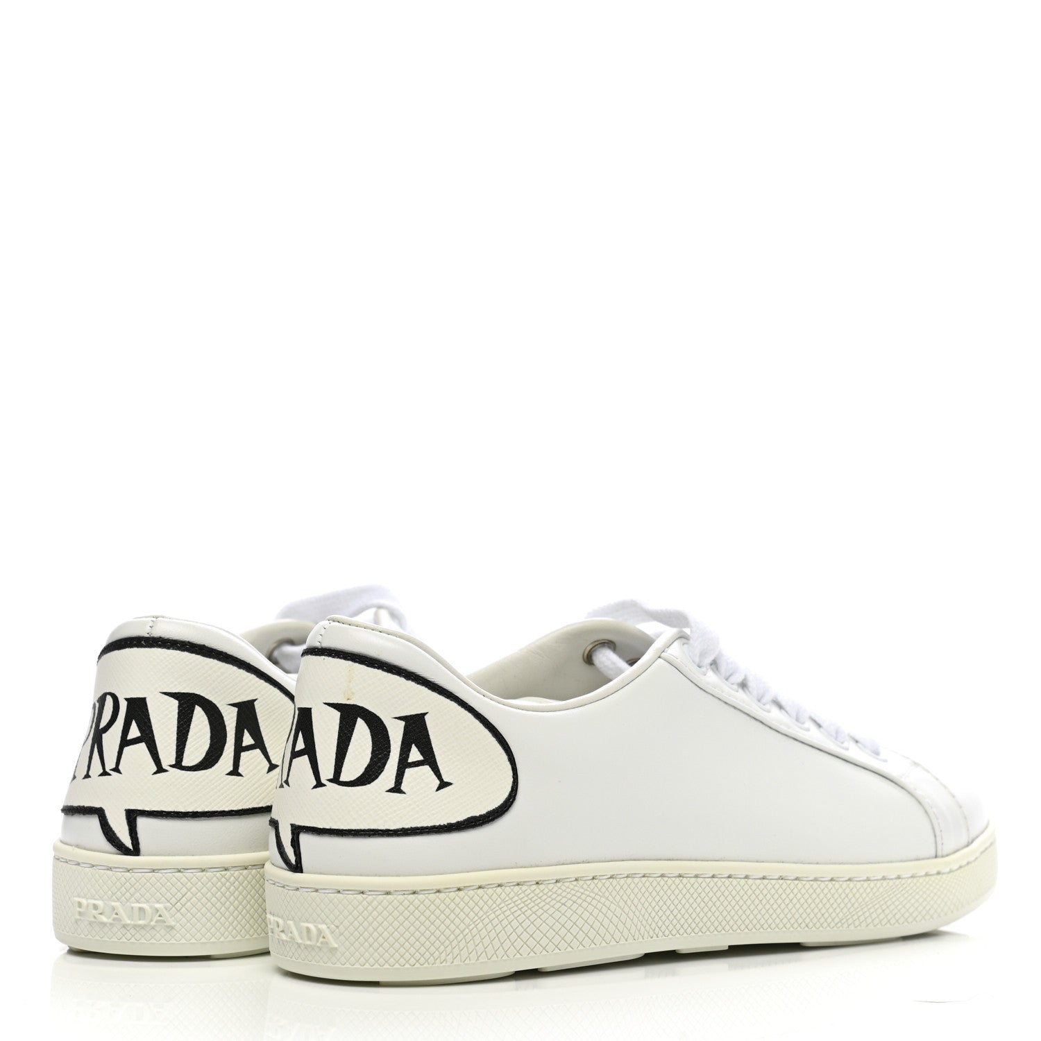 Prada Calfskin Logo Speech-Bubble Sneakers 35 White Black 4 of 9