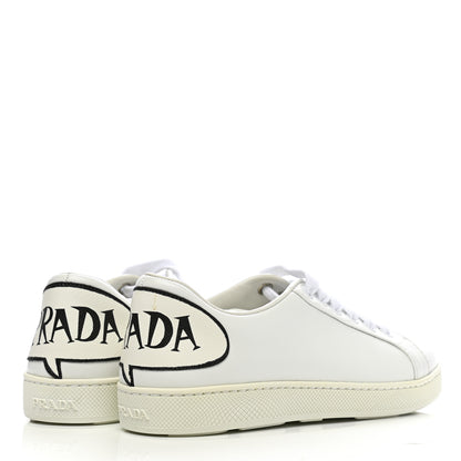 Prada Calfskin Logo Speech-Bubble Sneakers 35 White Black 4 of 9