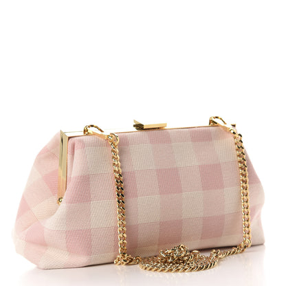 Mansur Gavriel Checker Canvas Mini Volume Chain Clutch Pink 3 of 11