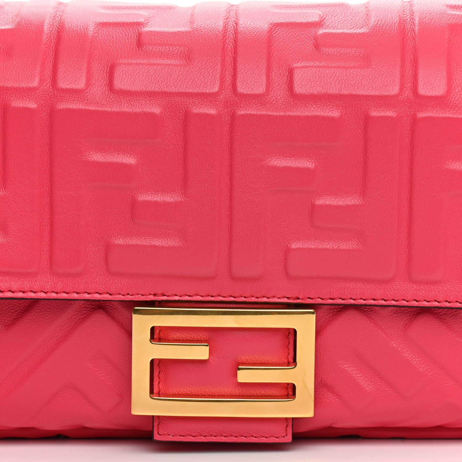 Fendi Nappa FF 1974 Embossed Baguette Lampone 8 of 8