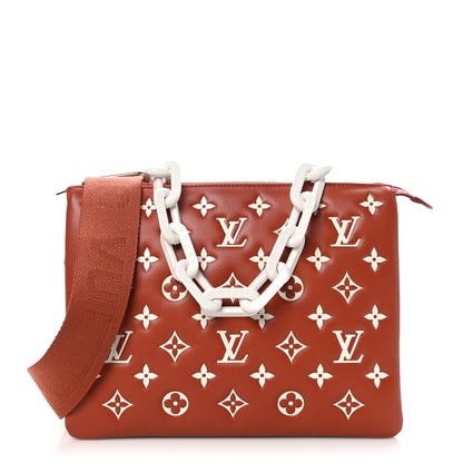 Louis Vuitton Lambskin Embossed Monogram Coussin PM Terracotta Brown 1 of 10