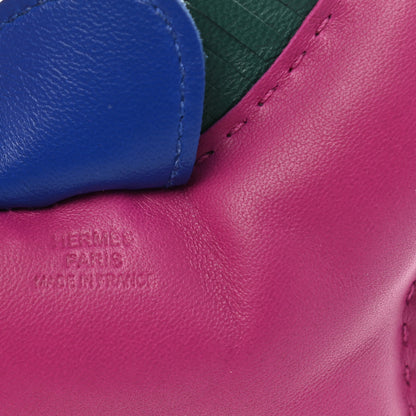 Hermes Milo Lambskin Grigri Rodeo Horse Bag Charm MM Rose Pourpre Malachite Bleu Electrique 3 of 4