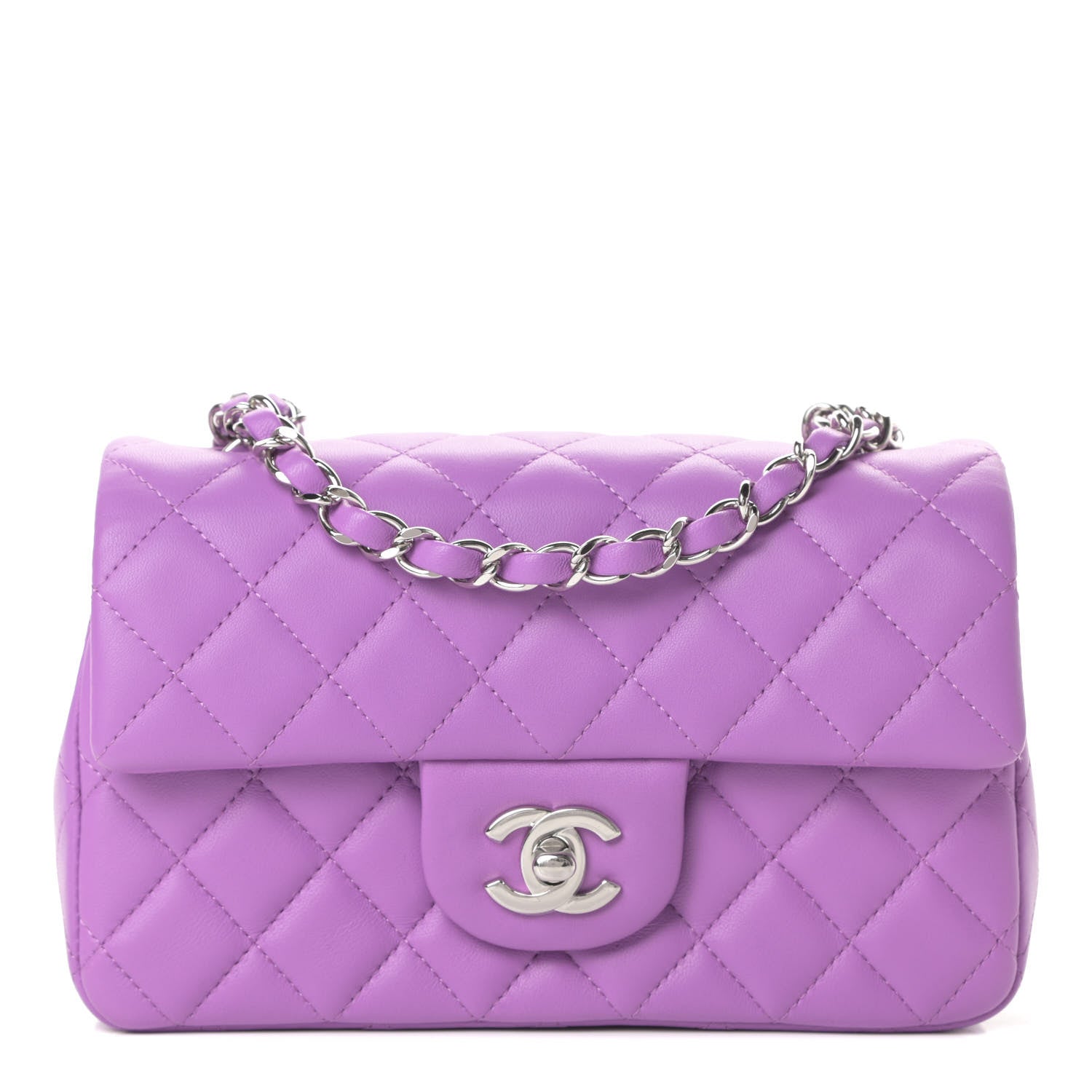 Chanel Lambskin Quilted Mini Rectangular Flap Purple 1 of 11