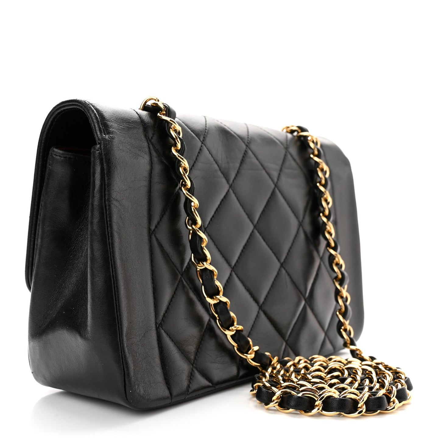 Lambskin Quilted Small Single Flap Black