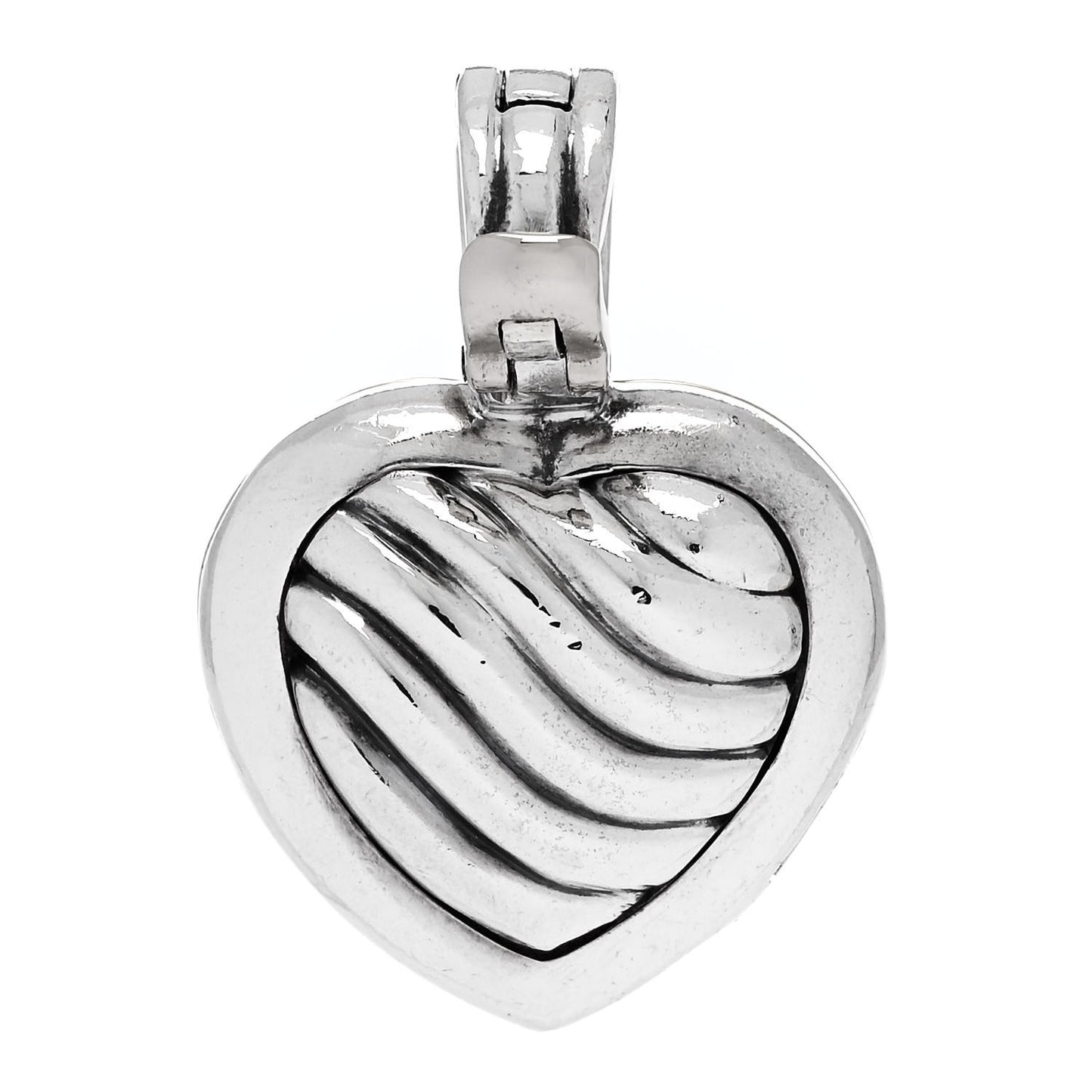 Sterling Silver 18K Yellow Gold Cable Heart Locket Enhancer Pendant