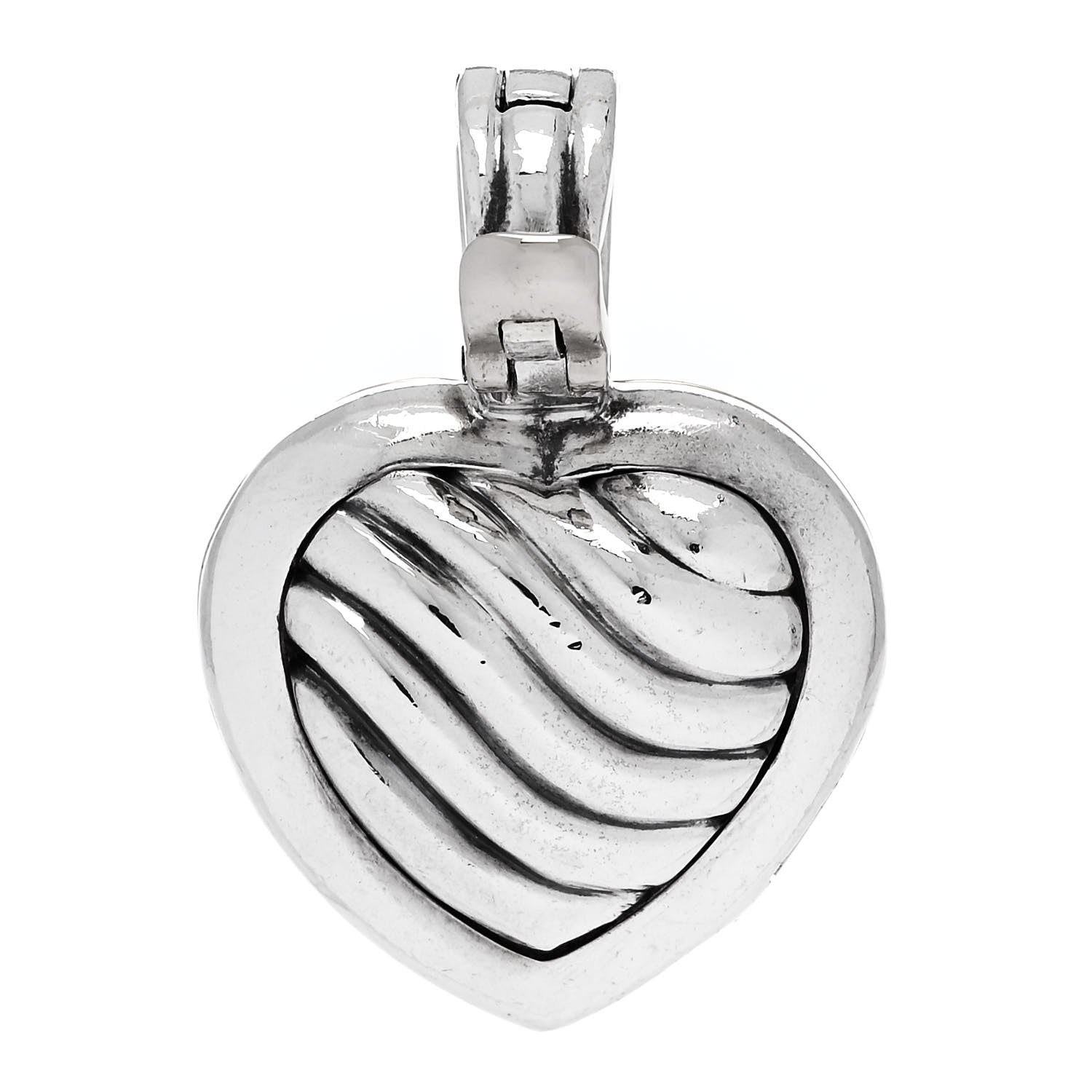 David Yurman Sterling Silver 18K Yellow Gold Cable Heart Locket Enhancer Pendant 3 of 6