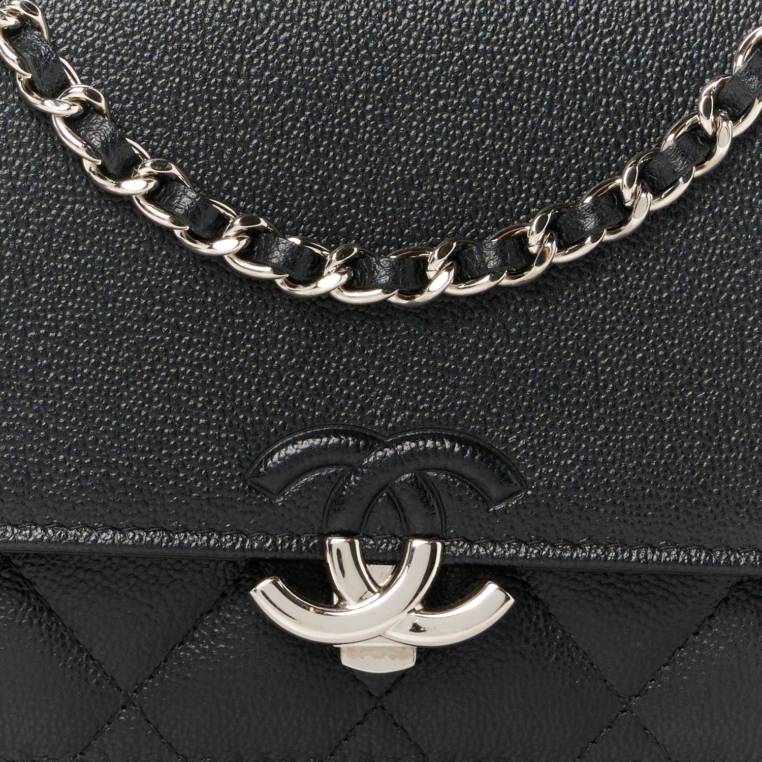 Chanel Grained Calfskin Quilted CC Box Wallet On Chain WOC Black 9 of 11