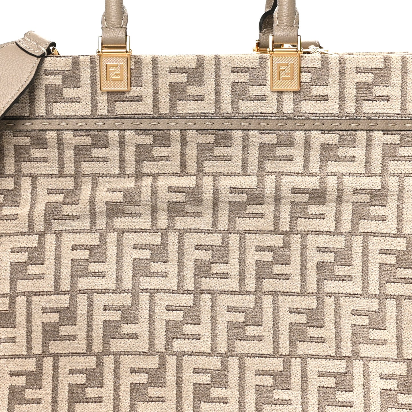 Chenille Vitello Cher FF Medium Fendi Sunshine Shopper Tote Tortora