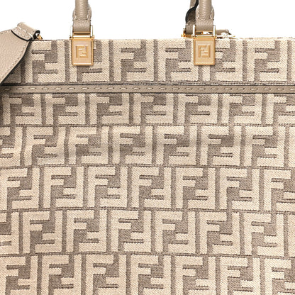Fendi Chenille Vitello Cher FF Medium Fendi Sunshine Shopper Tote Tortora 7 of 10