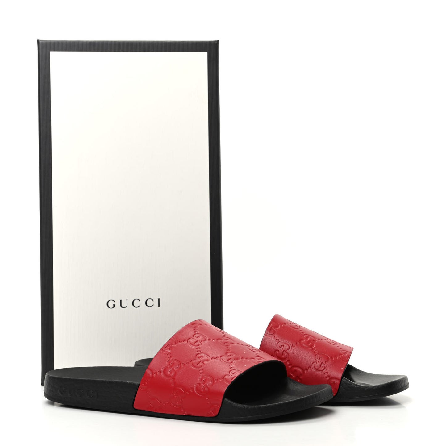 Guccissima Signature Womens Slide Sandals 36 Hibiscus Red