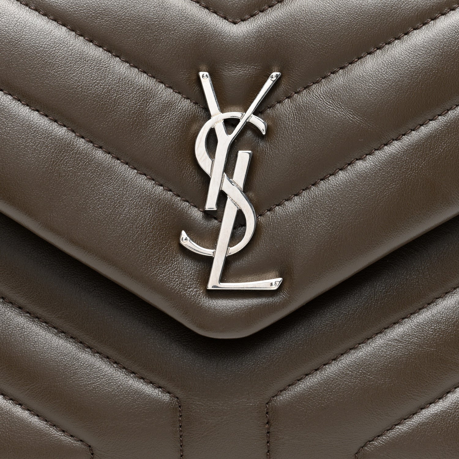 Saint Laurent Calfskin Y Quilted Monogram Small Loulou Chain Satchel Taupe 7 of 9