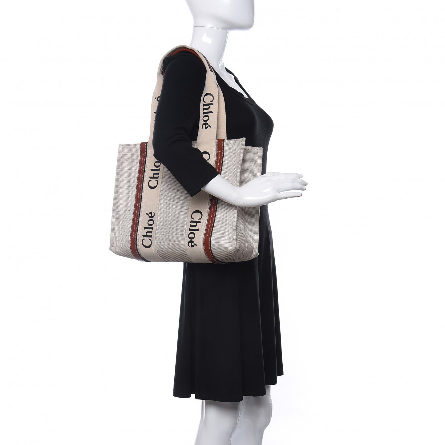 Cotton Calfskin Medium Woody Ribbon Tote White Brown