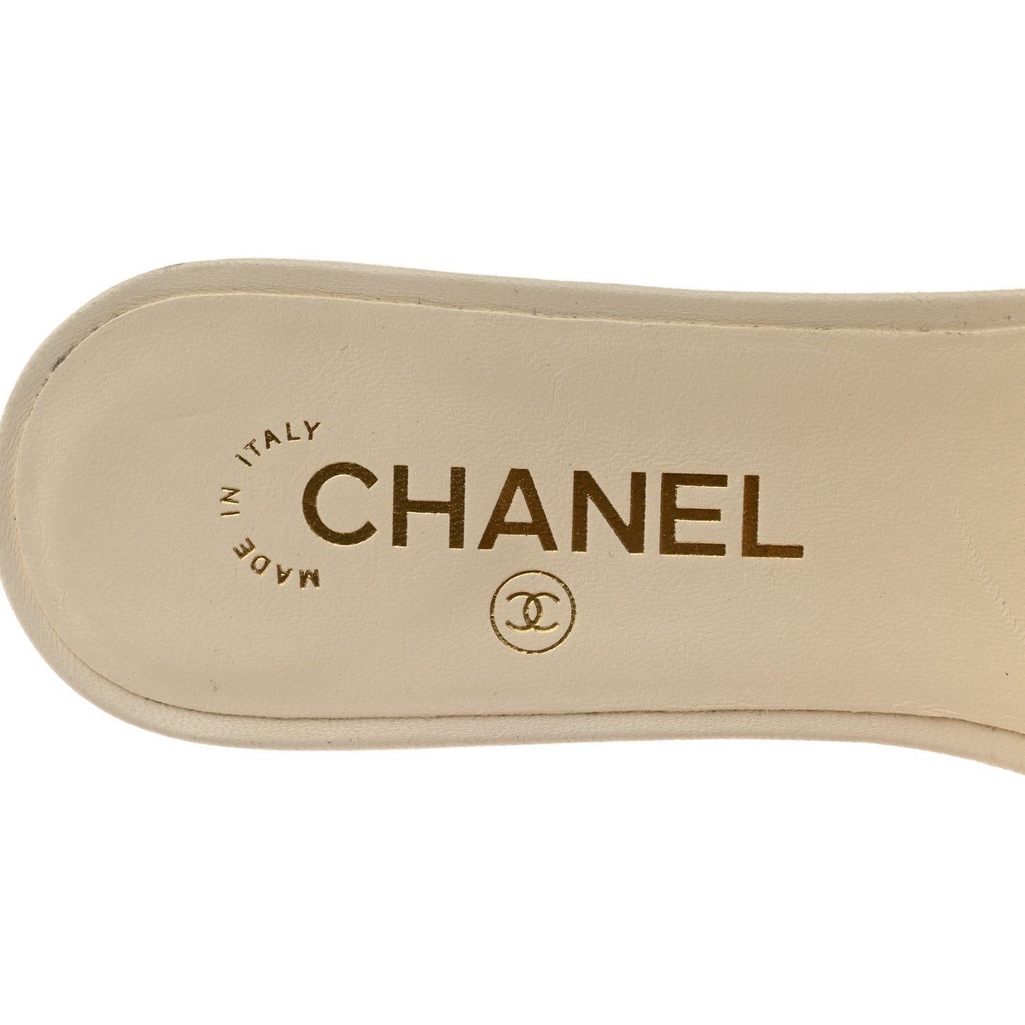 Calfskin Pearl CC Mules 37 Ivory