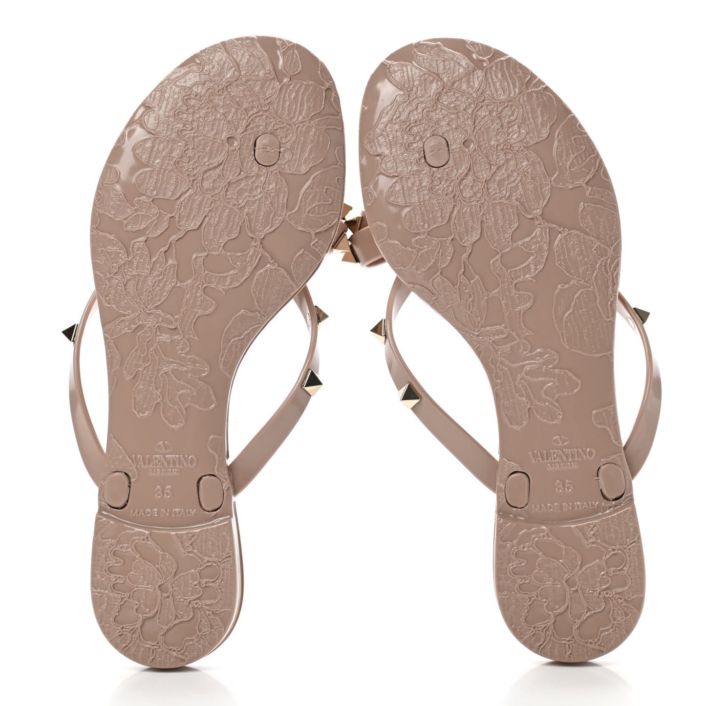 PVC Jelly Rockstud Bow Thong Sandals 35 Poudre