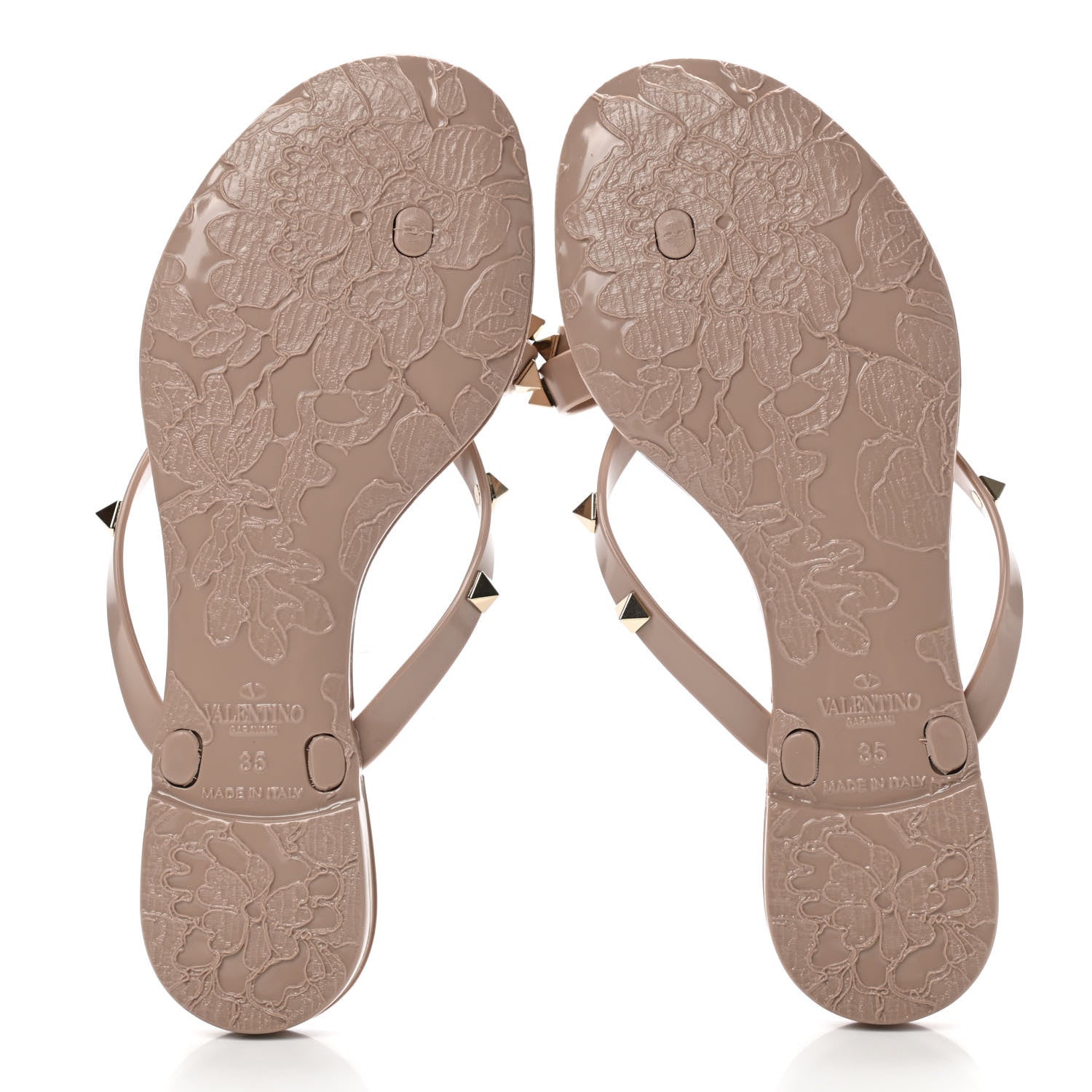 Valentino Garavani PVC Jelly Rockstud Bow Thong Sandals 35 Poudre 5 of 7