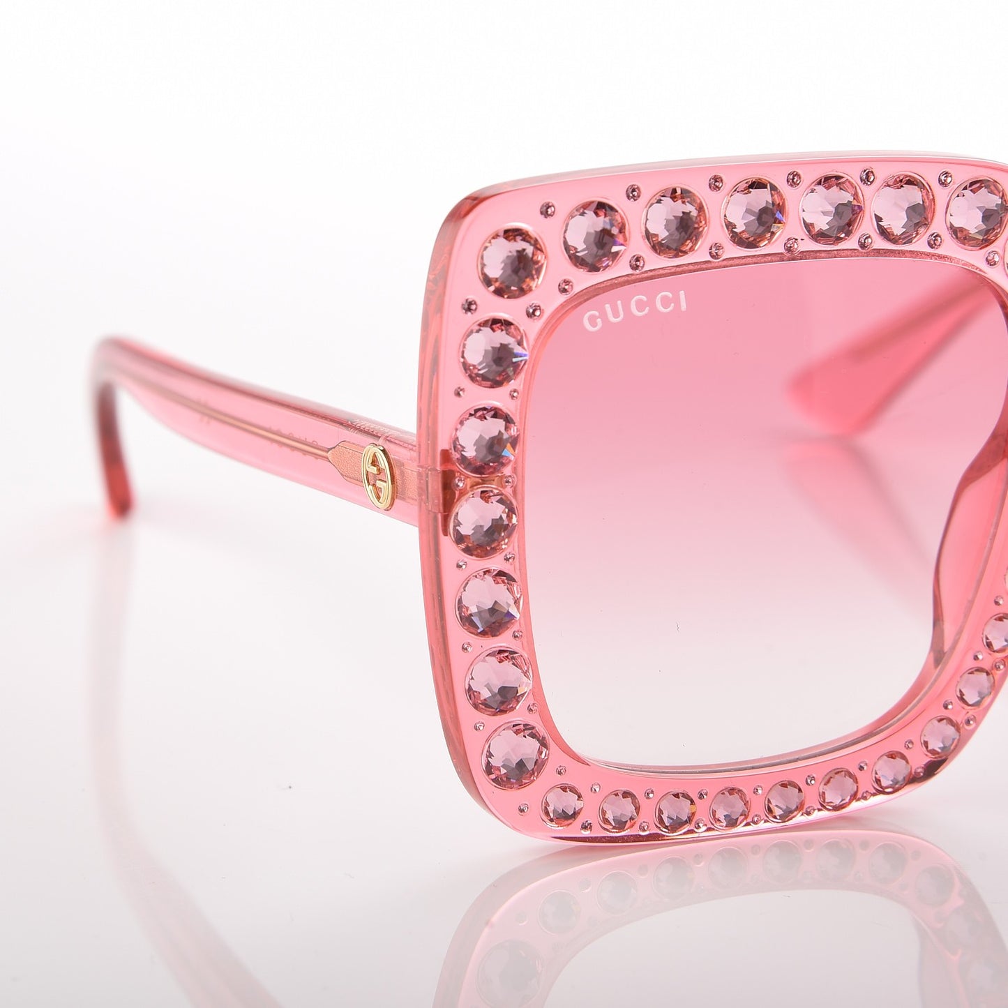 Acetate Crystal Oversize Sunglasses GG0148S Pink