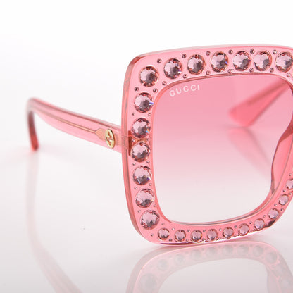 Gucci Acetate Crystal Oversize Sunglasses GG0148S Pink 7 of 7