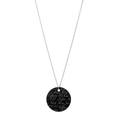 Tiffany Sterling Silver Black Bone Notes Round Pendant Necklace 1 of 3