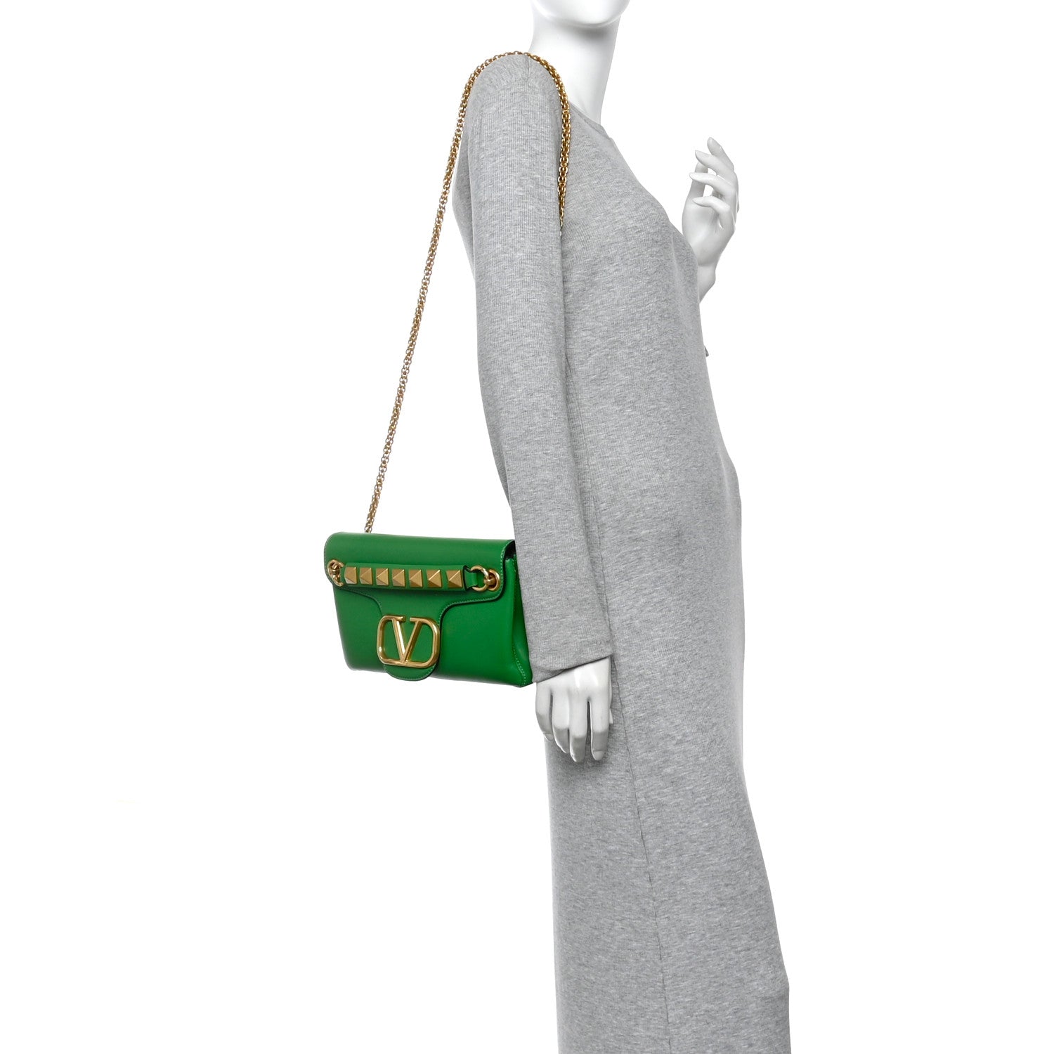 Valentino Garavani Nappa Stud Sign Shoulder Bag Ultra Green 2 of 10